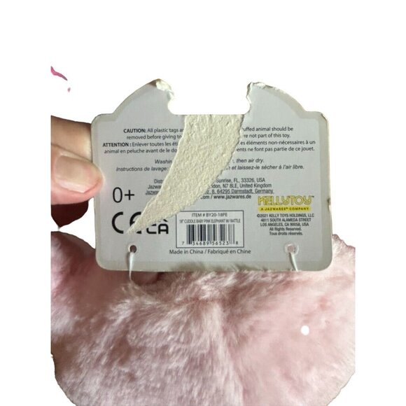 Kellybaby Plush Pink Elephant Stuffed Animal w/Rattle & Crinkly Ears - Picture 3 of 7